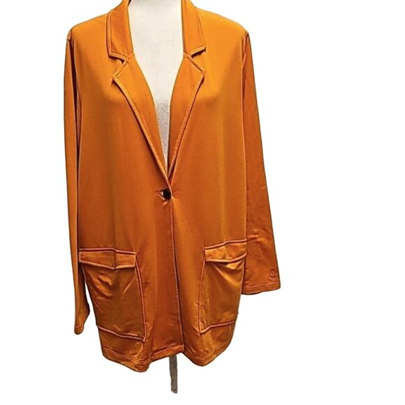 Cuddl Duds Lightweight One Button Closure Comfort Pumpkin Cardigan Blazer Sz 1X - Picture 1 of 12